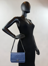 CHANEL BOY WALLET ON CHAIN LAMBSKIN IN NAVY