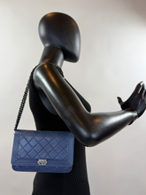 CHANEL BOY WALLET ON CHAIN LAMBSKIN IN NAVY
