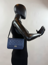 CHANEL BOY WALLET ON CHAIN LAMBSKIN IN NAVY