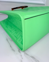 FENDI SUNSHINE SHOPPER TOTE LIMITED EDITION EMBOSSED NEON MINT GREEN