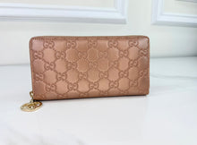 GUCCI GUCCISSIMA ZIP AROUND WALLET METALLIC ROSE GOLD