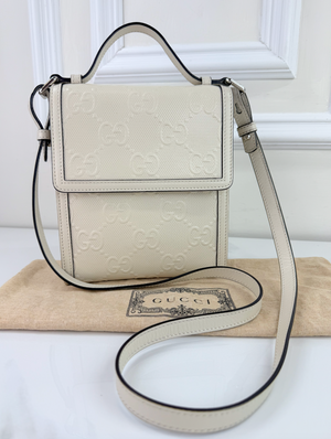 GUCCI JUMBO GG EMBOSSED MESSENGER BAG