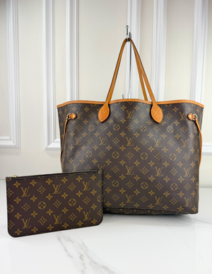 LOUIS VUITTON NEVERFULL GM MONOGRAM FULL SET IN BEIGE