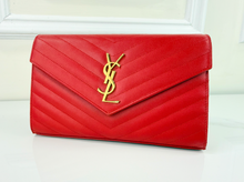 YSL MATELASSE FLAP ENVELOPE CROSSBODY IN RED