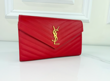YSL MATELASSE FLAP ENVELOPE CROSSBODY IN RED