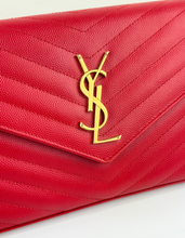 YSL MATELASSE FLAP ENVELOPE CROSSBODY IN RED