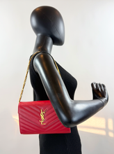 YSL MATELASSE FLAP ENVELOPE CROSSBODY IN RED
