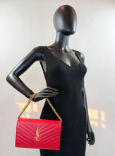 YSL MATELASSE FLAP ENVELOPE CROSSBODY IN RED