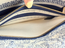 DIOR LADY D-LITE MEDIUM EMBROIDERED TOILE DE JOUY IN NAVY AND WHITE