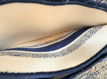 DIOR LADY D-LITE MEDIUM EMBROIDERED TOILE DE JOUY IN NAVY AND WHITE