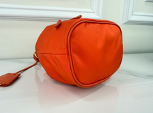 PRADA TESSUTO NYLON BUCKET CROSSBODY IN ORANGE