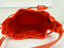 PRADA TESSUTO NYLON BUCKET CROSSBODY IN ORANGE