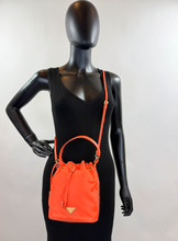 PRADA TESSUTO NYLON BUCKET CROSSBODY IN ORANGE