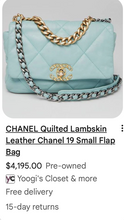 CHANEL 19 TIFFANY BLUE