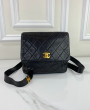 CHANEL VINTAGE QUILTED CC FLAP LAMBSKIN BACKPACK