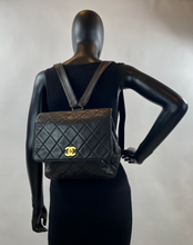CHANEL VINTAGE QUILTED CC FLAP LAMBSKIN BACKPACK