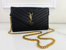YSL MATELASSE FLAP ENVELOPE CROSSBODY IN BLACK