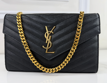 YSL MATELASSE FLAP ENVELOPE CROSSBODY IN BLACK