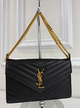 YSL MATELASSE FLAP ENVELOPE CROSSBODY IN BLACK
