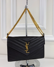 YSL MATELASSE FLAP ENVELOPE CROSSBODY IN BLACK