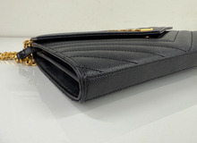 YSL MATELASSE FLAP ENVELOPE CROSSBODY IN BLACK