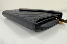 YSL MATELASSE FLAP ENVELOPE CROSSBODY IN BLACK