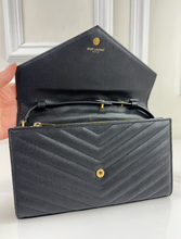 YSL MATELASSE FLAP ENVELOPE CROSSBODY IN BLACK