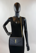 YSL MATELASSE FLAP ENVELOPE CROSSBODY IN BLACK