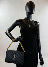 YSL MATELASSE FLAP ENVELOPE CROSSBODY IN BLACK