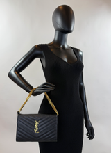 YSL MATELASSE FLAP ENVELOPE CROSSBODY IN BLACK