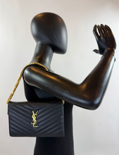 YSL MATELASSE FLAP ENVELOPE CROSSBODY IN BLACK