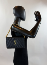 YSL MATELASSE FLAP ENVELOPE CROSSBODY IN BLACK