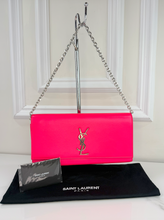 YSL CLASSIC CASSANDRE CLUTCH / ON CHAIN HOT PINK & SILVER HARDWARE