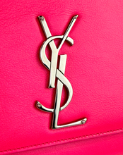 YSL CLASSIC CASSANDRE CLUTCH / ON CHAIN HOT PINK & SILVER HARDWARE