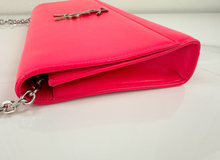 YSL CLASSIC CASSANDRE CLUTCH / ON CHAIN HOT PINK & SILVER HARDWARE