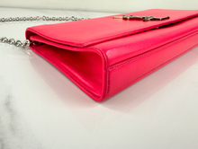 YSL CLASSIC CASSANDRE CLUTCH / ON CHAIN HOT PINK & SILVER HARDWARE