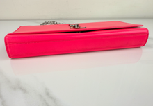 YSL CLASSIC CASSANDRE CLUTCH / ON CHAIN HOT PINK & SILVER HARDWARE