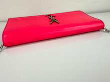YSL CLASSIC CASSANDRE CLUTCH / ON CHAIN HOT PINK & SILVER HARDWARE