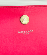 YSL CLASSIC CASSANDRE CLUTCH / ON CHAIN HOT PINK & SILVER HARDWARE