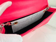 YSL CLASSIC CASSANDRE CLUTCH / ON CHAIN HOT PINK & SILVER HARDWARE