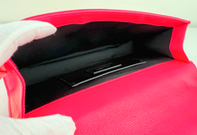 YSL CLASSIC CASSANDRE CLUTCH / ON CHAIN HOT PINK & SILVER HARDWARE
