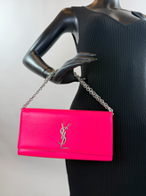 YSL CLASSIC CASSANDRE CLUTCH / ON CHAIN HOT PINK & SILVER HARDWARE