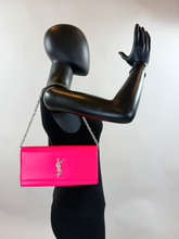 YSL CLASSIC CASSANDRE CLUTCH / ON CHAIN HOT PINK & SILVER HARDWARE