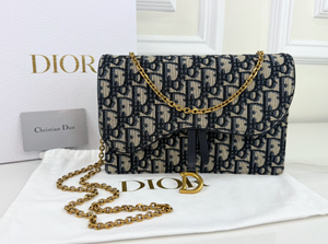 DIOR OBLIQUE MEDIUM SADDLE POUCH WITH CHAIN
