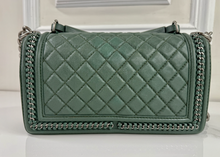 CHANEL BOY MEDIUM TOP HANDLE IN DEEP GREEN
