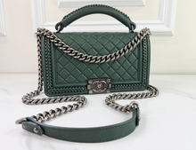 CHANEL BOY MEDIUM TOP HANDLE IN DEEP GREEN