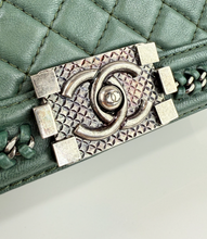 CHANEL BOY MEDIUM TOP HANDLE IN DEEP GREEN