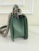 CHANEL BOY MEDIUM TOP HANDLE IN DEEP GREEN