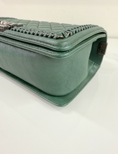 CHANEL BOY MEDIUM TOP HANDLE IN DEEP GREEN