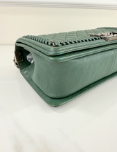 CHANEL BOY MEDIUM TOP HANDLE IN DEEP GREEN